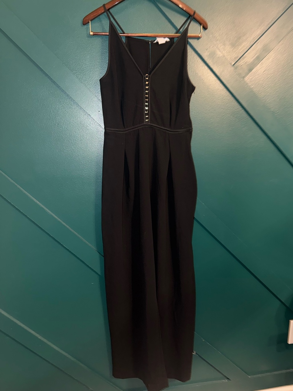 H&M Black Spaghetti-Strap Jumpsuit with Front Hook Detail